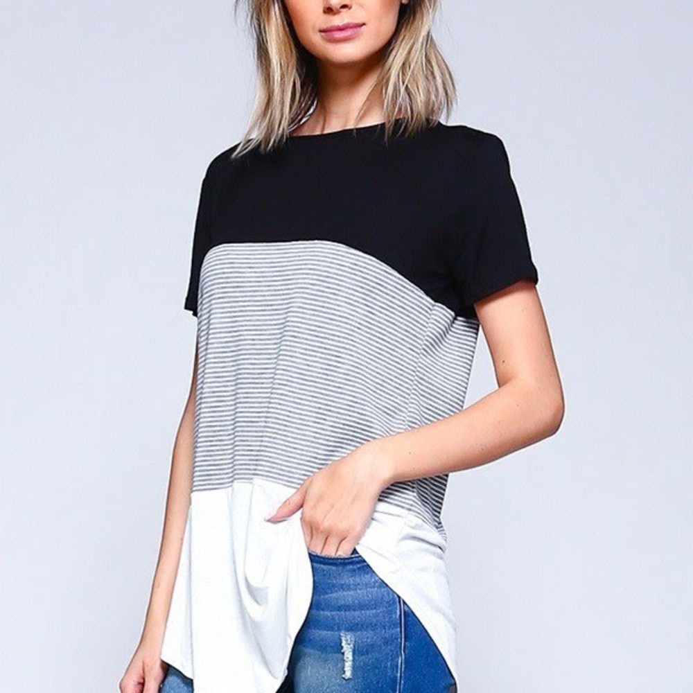 Tri-color block tee